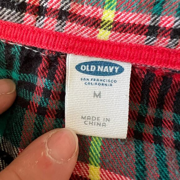 Old Navy Womens Plaid Flannel Button Down Pajama Shirt Nightgown Medium - Picture 7 of 9